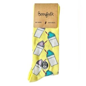 NWT BONFOLK Slushy Slurpee Sno Cone Yellow Socks Adults One-Size